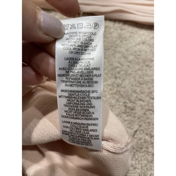 Adrianna Papell Cardigan Sweater Sheer Pleated Sleeves Pearl Blush Sz M Romantic - Picture 13 of 13